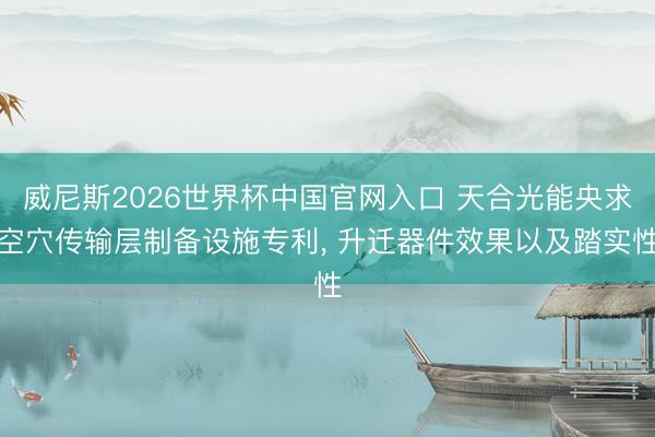 威尼斯2026世界杯中国官网入口 天合光能央求空穴传输层制备设施专利， 升迁器件效果以及踏实性