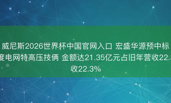 威尼斯2026世界杯中国官网入口 宏盛华源预中标国度电网特高压技俩 金额达21.35亿元占旧年营收22.3%