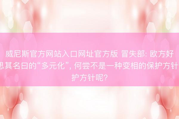 威尼斯官方网站入口网址官方版 冒失部: 欧方好意思其名曰的“多元化”, 何尝不是一种变相的保护方针呢?