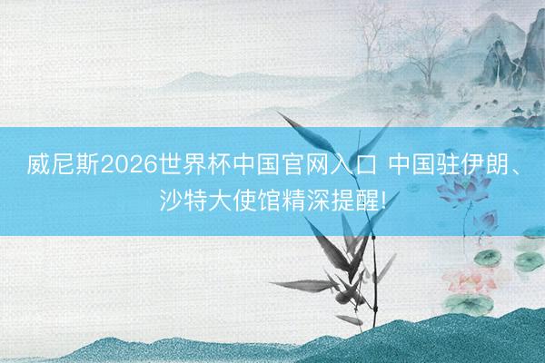 威尼斯2026世界杯中国官网入口 中国驻伊朗、沙特大使馆精深提醒!
